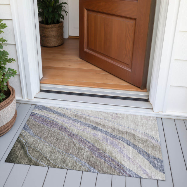 Addison Chantille ACN2037 Swirls Machine Made Transitional Mocha Rug