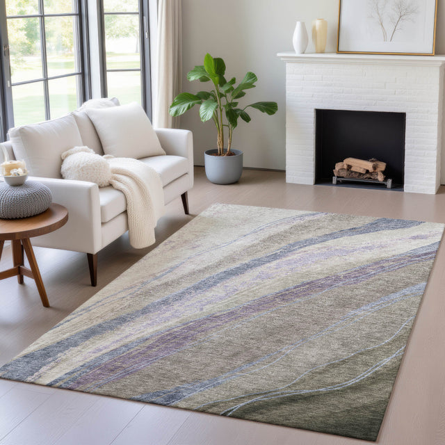 Addison Chantille ACN2037 Swirls Machine Made Transitional Mocha Rug