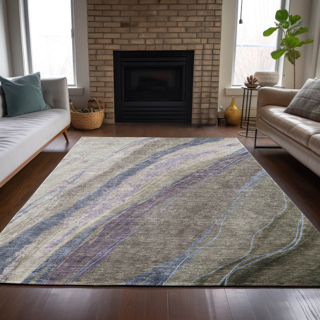 Addison Chantille ACN2037 Swirls Machine Made Transitional Mocha Rug