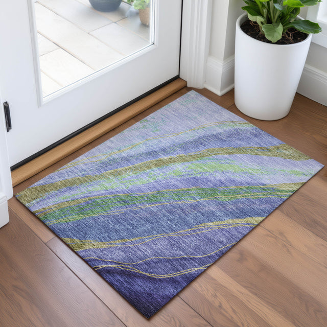 Addison Chantille ACN2037 Swirls Machine Made Transitional Purple Rug