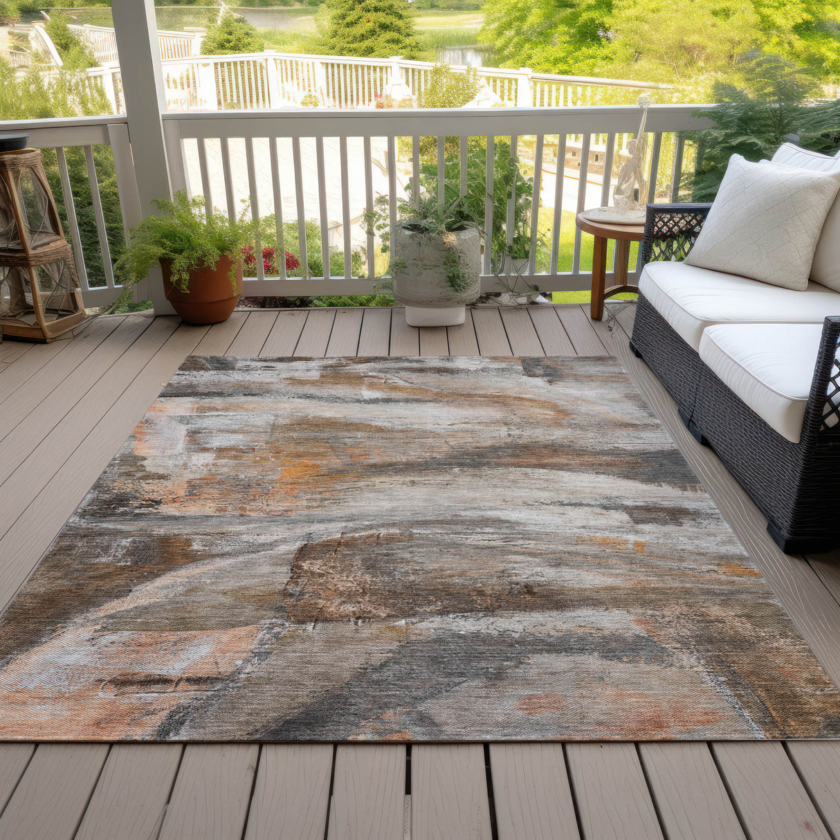 Addison Chantille ACN2039 Abstract Machine Made Transitional Brown Rug