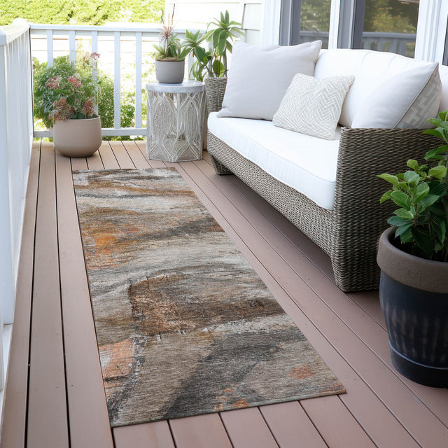 Addison Chantille ACN2039 Abstract Machine Made Transitional Brown Rug