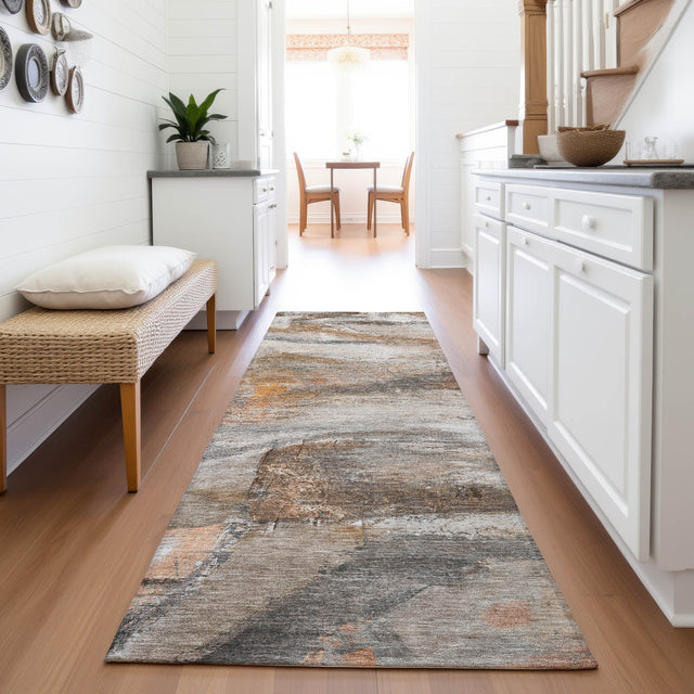 Addison Chantille ACN2039 Abstract Machine Made Transitional Brown Rug