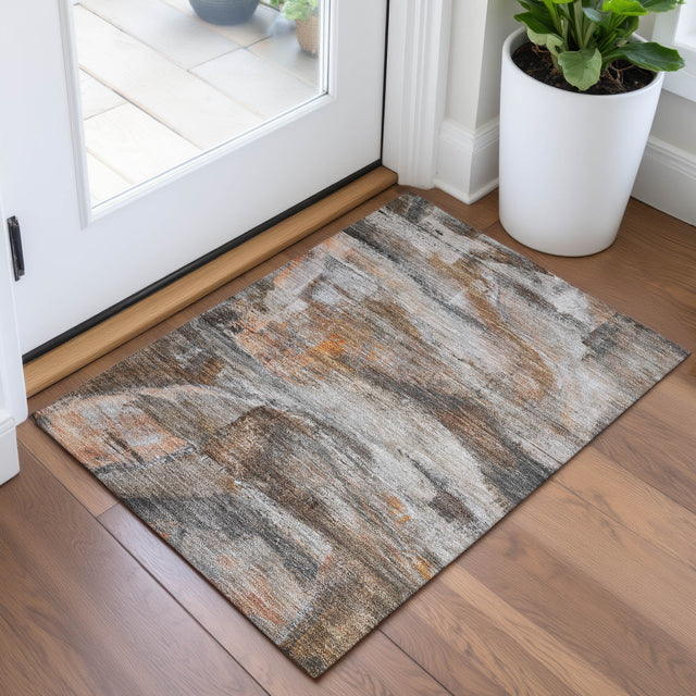 Addison Chantille ACN2039 Abstract Machine Made Transitional Brown Rug