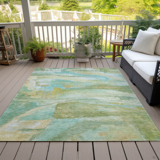 Addison Chantille ACN2039 Abstract Machine Made Transitional Green Rug