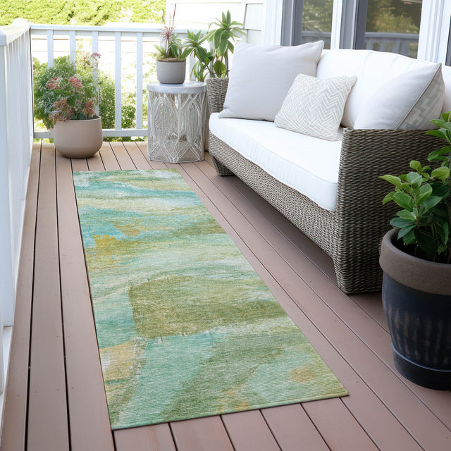 Addison Chantille ACN2039 Abstract Machine Made Transitional Green Rug