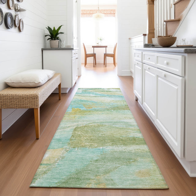 Addison Chantille ACN2039 Abstract Machine Made Transitional Green Rug