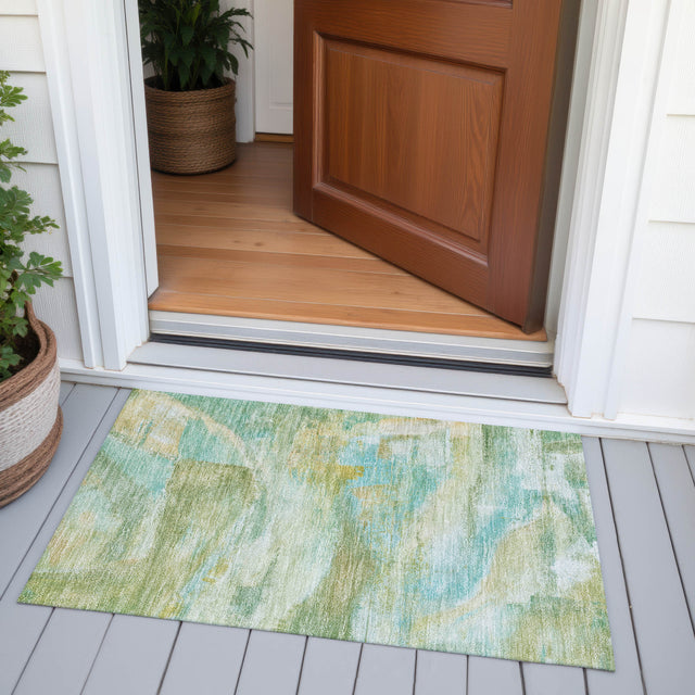 Addison Chantille ACN2039 Abstract Machine Made Transitional Green Rug