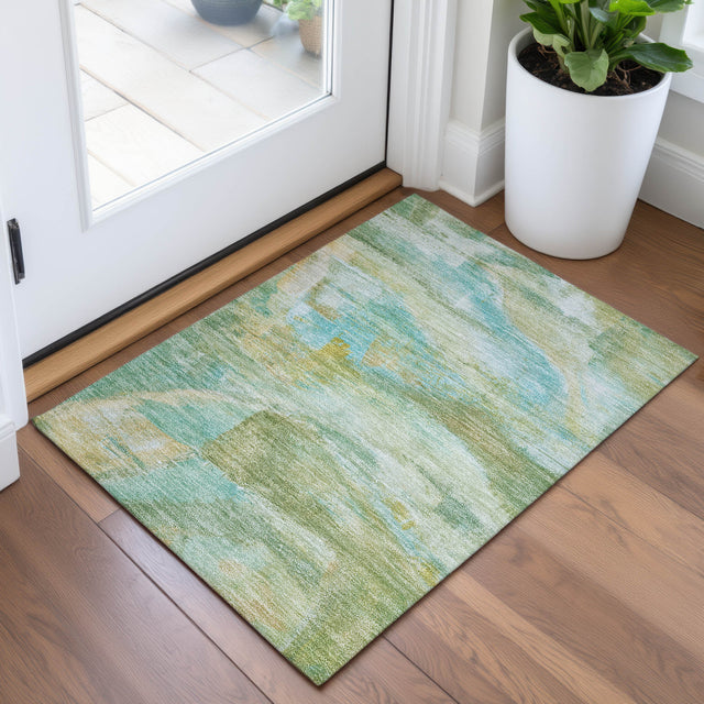 Addison Chantille ACN2039 Abstract Machine Made Transitional Green Rug