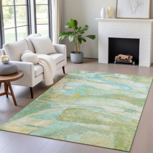 Addison Chantille ACN2039 Abstract Machine Made Transitional Green Rug