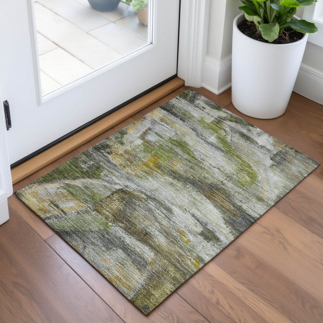 Addison Chantille ACN2039 Abstract Machine Made Transitional Olive Rug