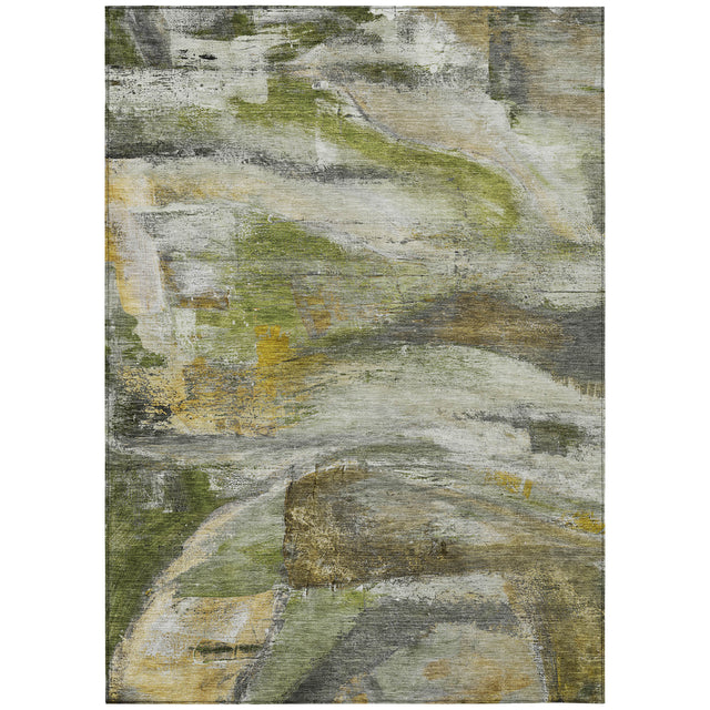 Addison Chantille ACN2039 Abstract Machine Made Transitional Olive Rug