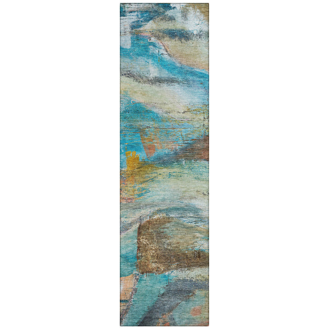 Addison Chantille ACN2039 Abstract Machine Made Transitional Teal Rug