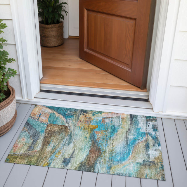 Addison Chantille ACN2039 Abstract Machine Made Transitional Teal Rug