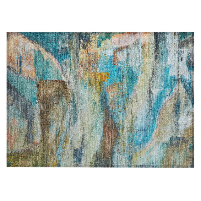 Addison Chantille ACN2039 Abstract Machine Made Transitional Teal Rug