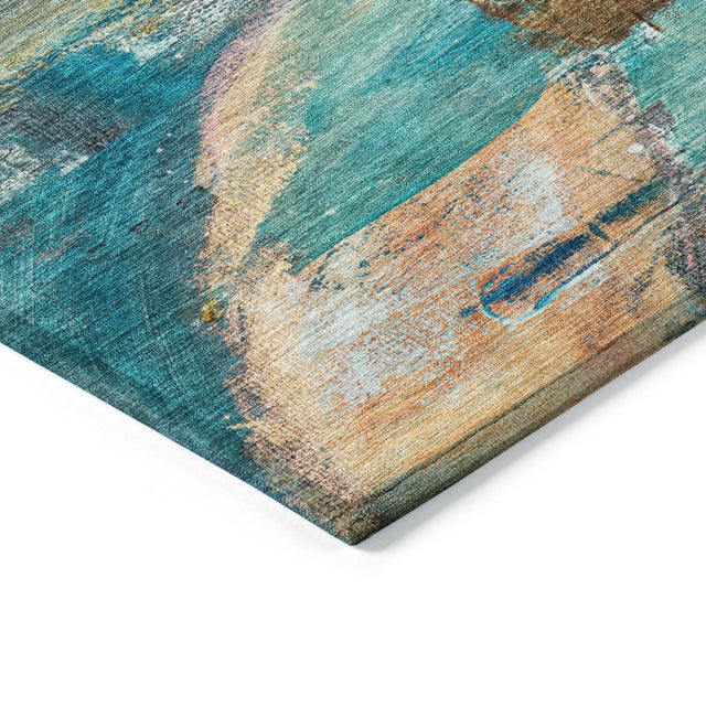 Addison Chantille ACN2039 Abstract Machine Made Transitional Teal Rug