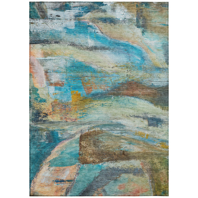 Addison Chantille ACN2039 Abstract Machine Made Transitional Teal Rug