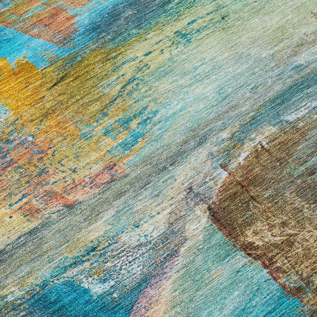 Addison Chantille ACN2039 Abstract Machine Made Transitional Teal Rug