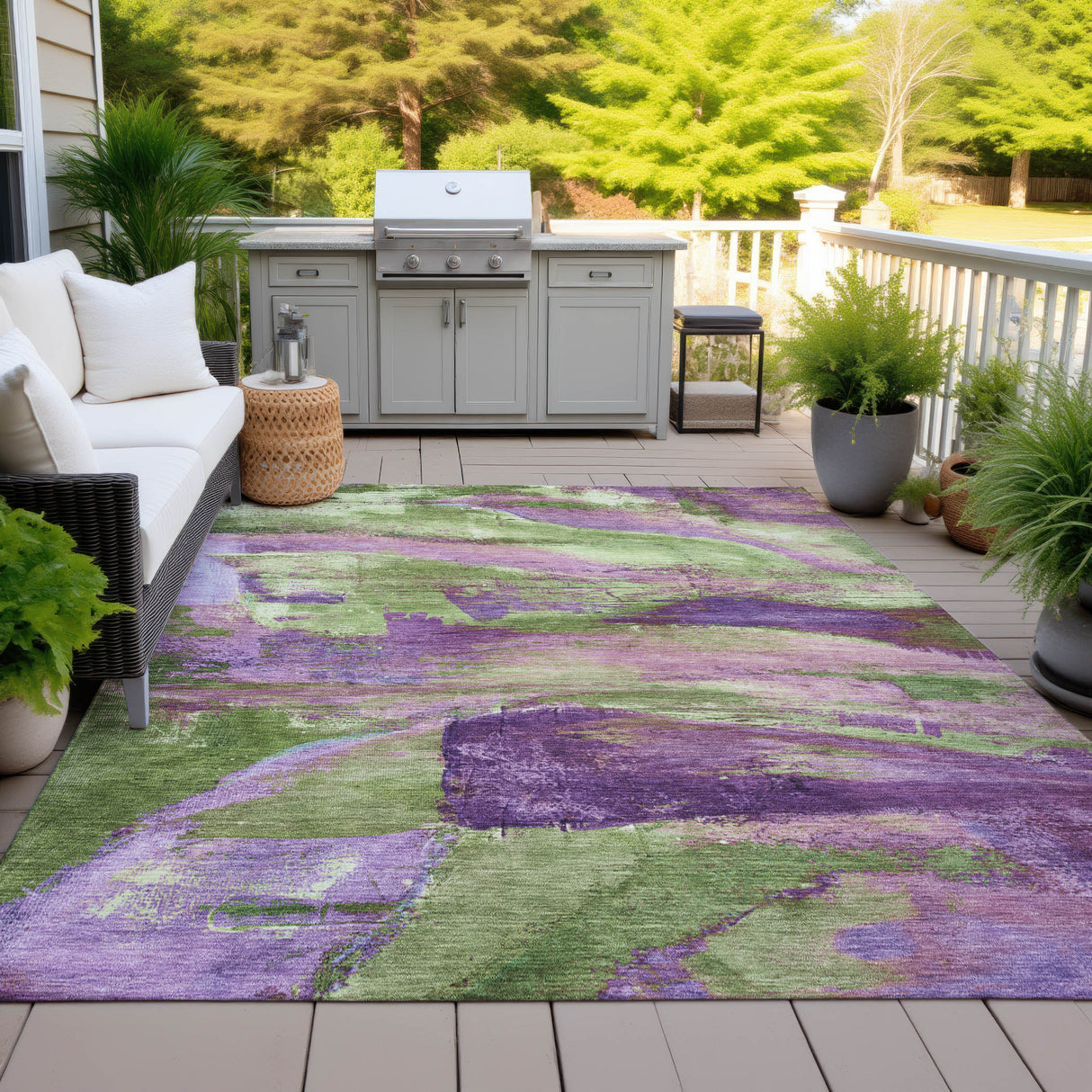 Addison Chantille ACN2040 Abstract Machine Made Transitional Purple Rug