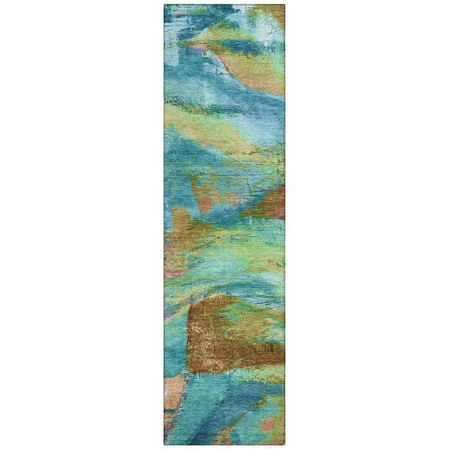 Addison Chantille ACN2040 Abstract Machine Made Transitional Teal Rug