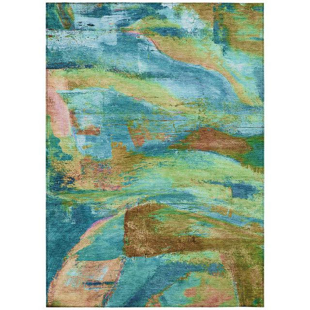 Addison Chantille ACN2040 Abstract Machine Made Transitional Teal Rug
