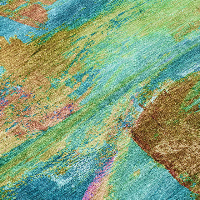 Addison Chantille ACN2040 Abstract Machine Made Transitional Teal Rug