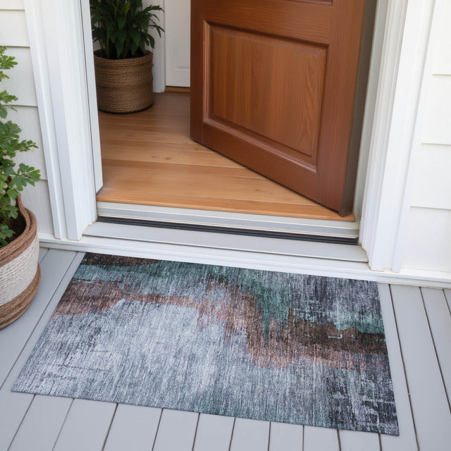 Addison Chantille ACN2041 Abstract Machine Made Transitional Blue Rug