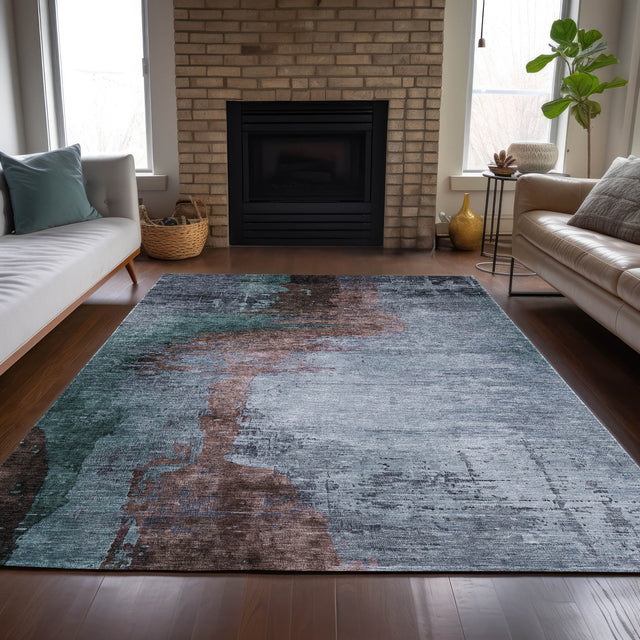 Addison Chantille ACN2041 Abstract Machine Made Transitional Blue Rug