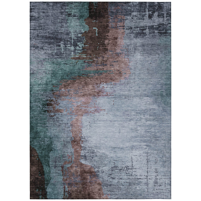 Addison Chantille ACN2041 Abstract Machine Made Transitional Blue Rug
