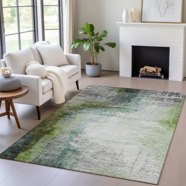 Addison Chantille ACN2041 Abstract Machine Made Transitional Green Rug