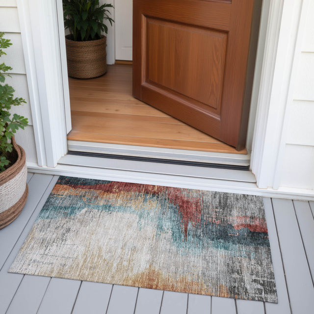 Addison Chantille ACN2041 Abstract Machine Made Transitional Teal Rug