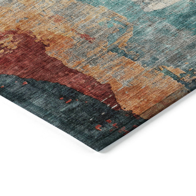 Addison Chantille ACN2041 Abstract Machine Made Transitional Teal Rug