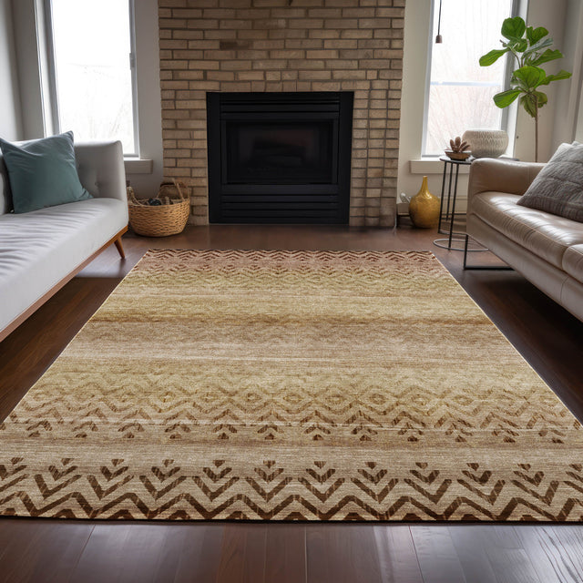 Addison Chantille ACN2042 Geometric Machine Made Transitional Beige Rug