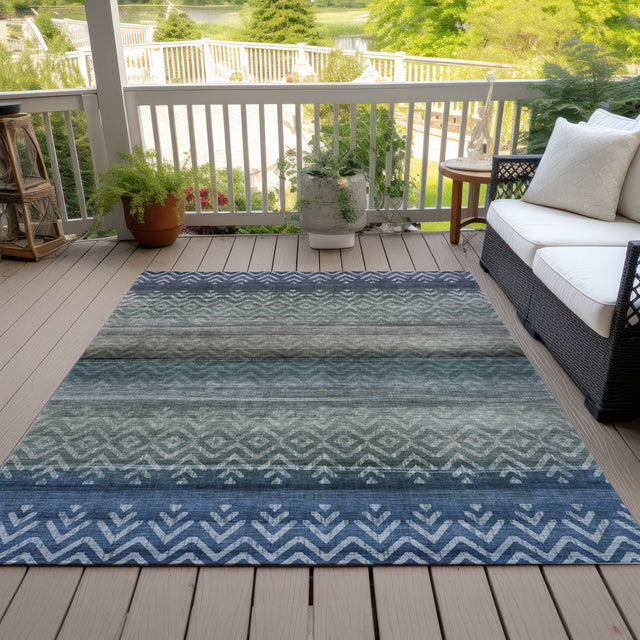 Addison Chantille ACN2042 Geometric Machine Made Transitional Blue Rug