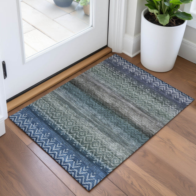 Addison Chantille ACN2042 Geometric Machine Made Transitional Blue Rug
