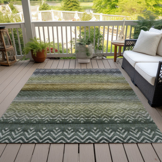 Addison Chantille ACN2042 Geometric Machine Made Transitional Green Rug
