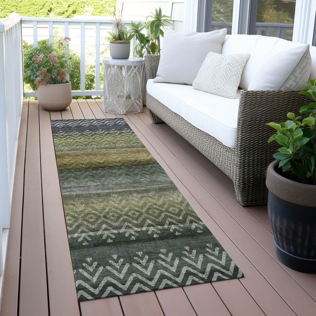 Addison Chantille ACN2042 Geometric Machine Made Transitional Green Rug