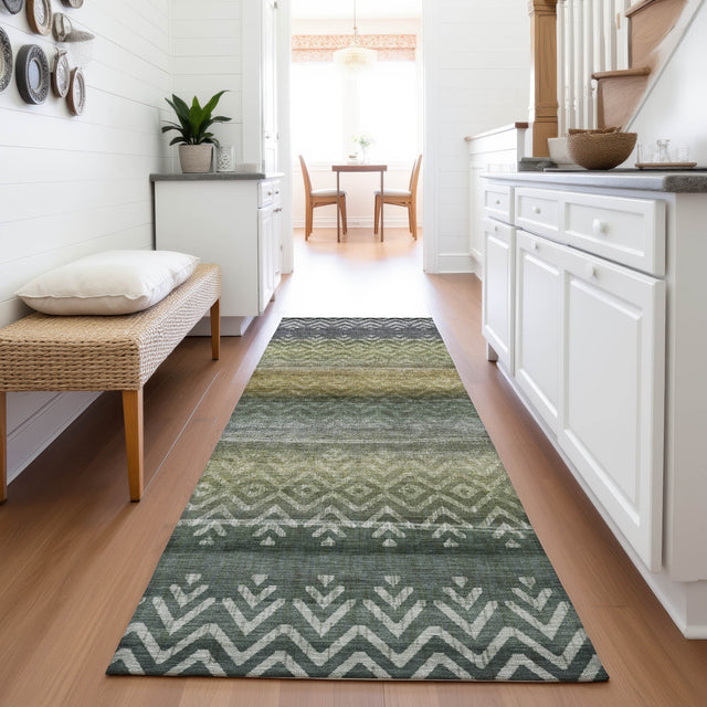 Addison Chantille ACN2042 Geometric Machine Made Transitional Green Rug