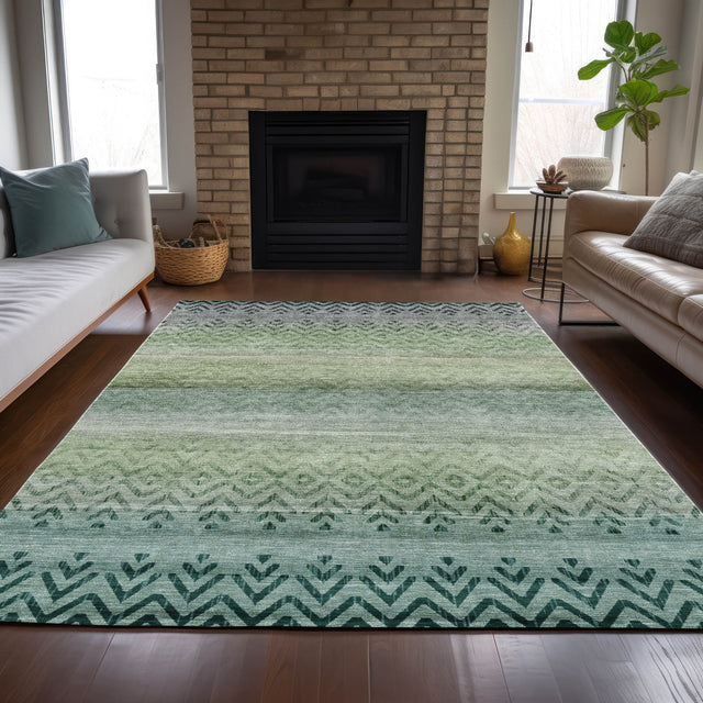 Addison Chantille ACN2042 Geometric Machine Made Transitional Teal Rug