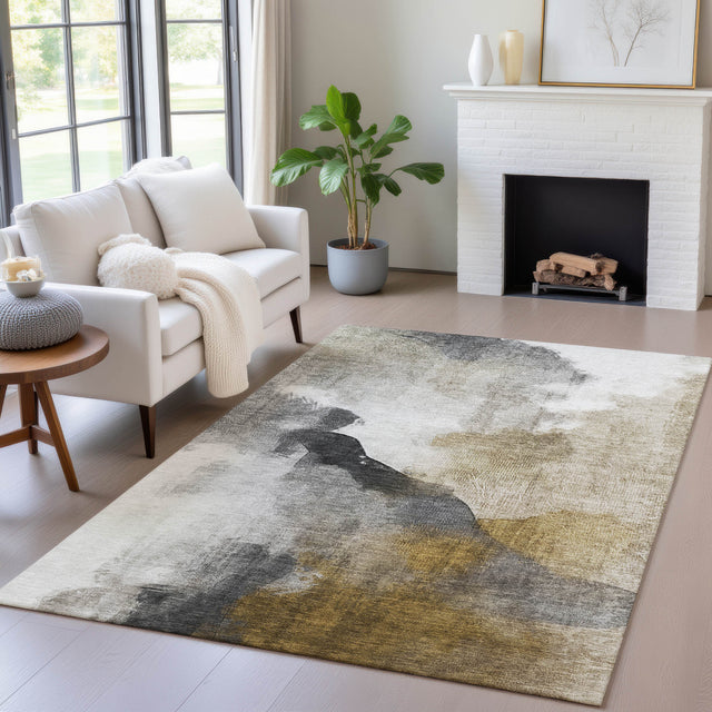 Addison Chantille ACN2043 Abstract Machine Made Transitional Brown Rug