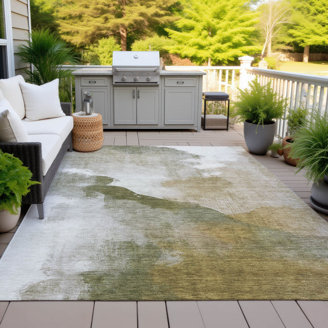 Addison Chantille ACN2043 Abstract Machine Made Transitional Green Rug