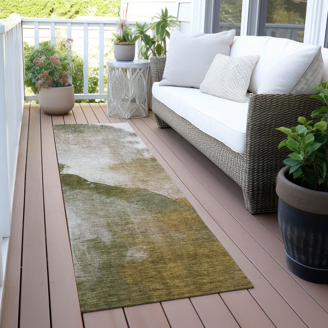 Addison Chantille ACN2043 Abstract Machine Made Transitional Green Rug