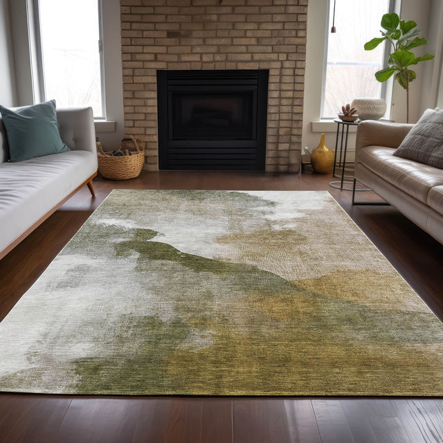 Addison Chantille ACN2043 Abstract Machine Made Transitional Green Rug