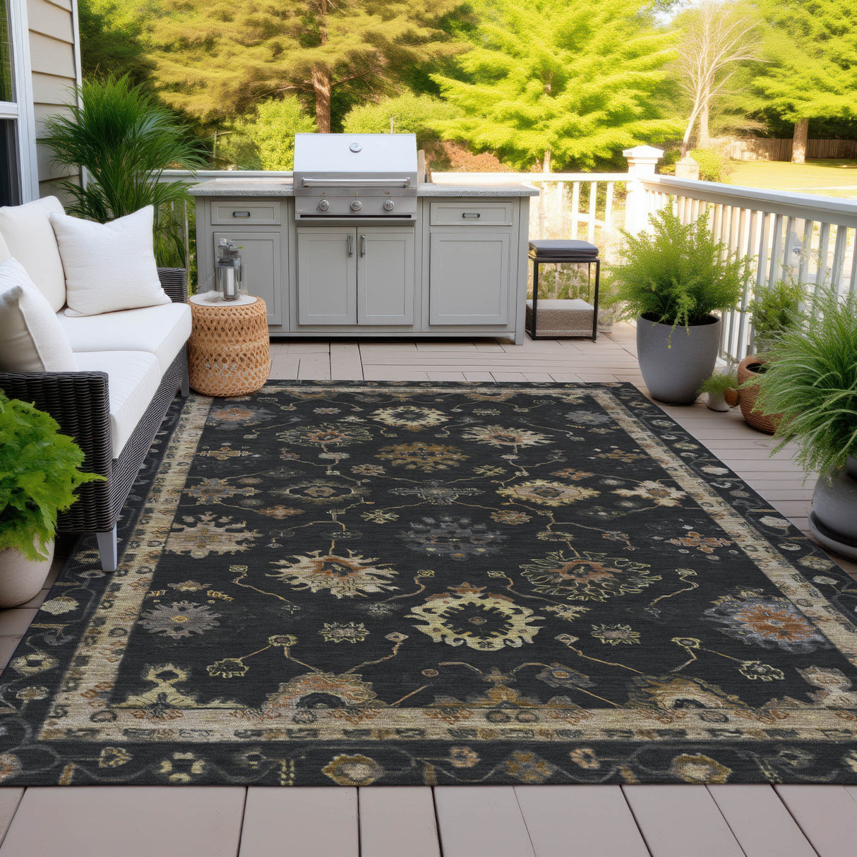 Addison Chantille ACN2045 Global Machine Made Traditional Black Rug