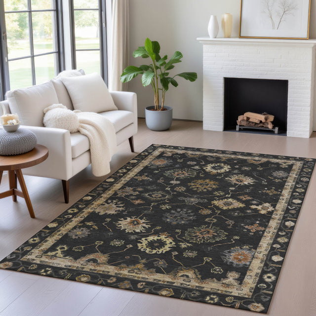 Addison Chantille ACN2045 Global Machine Made Traditional Black Rug