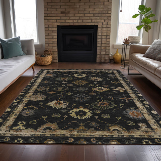Addison Chantille ACN2045 Global Machine Made Traditional Black Rug