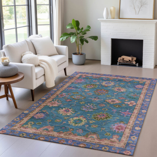 Addison Chantille ACN2046 Global Machine Made Traditional Teal Rug