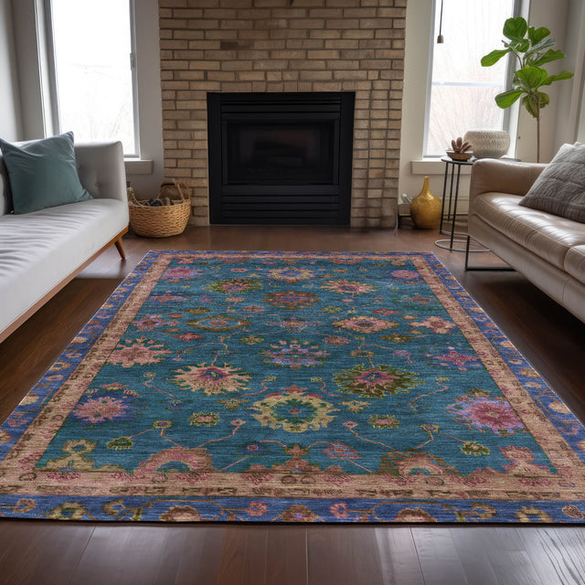 Addison Chantille ACN2046 Global Machine Made Traditional Teal Rug