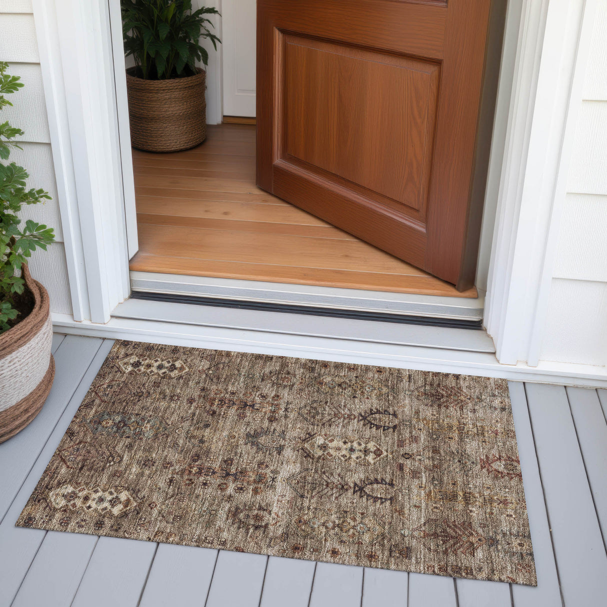 Addison Chantille ACN2047 Global Machine Made Traditional Brown Rug
