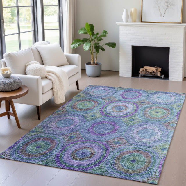 Addison Chantille ACN2049 Panel Machine Made Transitional Blue Rug